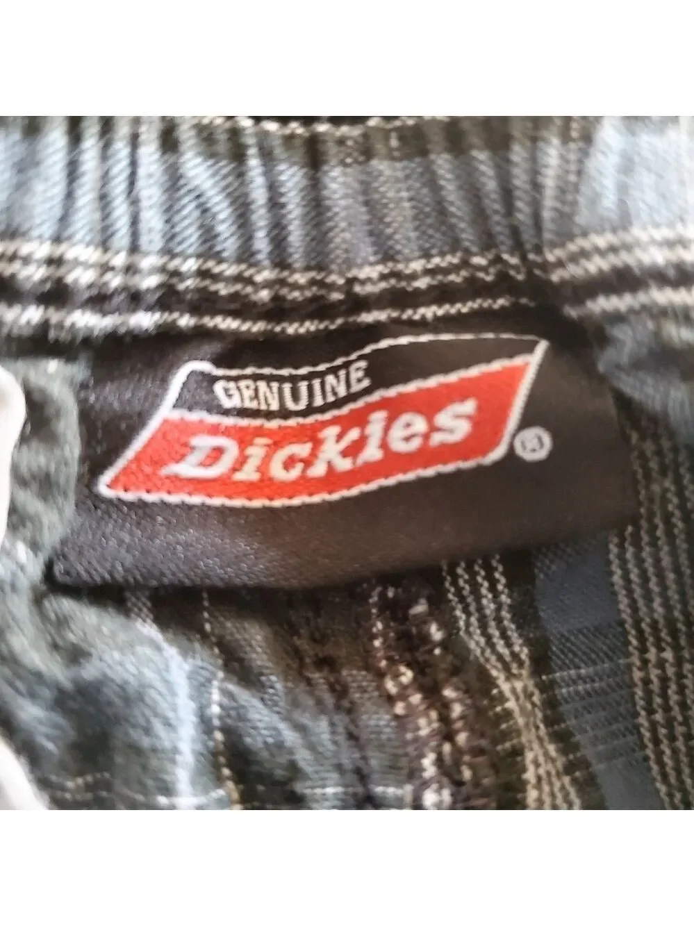 K1265 * Dickies Boys Plaid Shorts Black/Gray Blue Size 18M